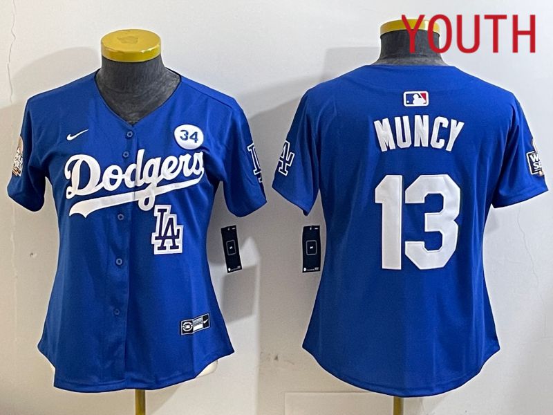 Youth Los Angeles Dodgers #13 Muncy Blue Game 2024 Nike MLB Jersey style 11214->youth mlb jersey->Youth Jersey